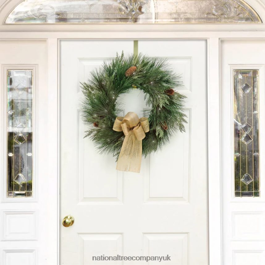 Greenery | National Tree Company 22\ HGTV Home Collection Pre-Lit Black Tie Cedar Wreath F2L4F261